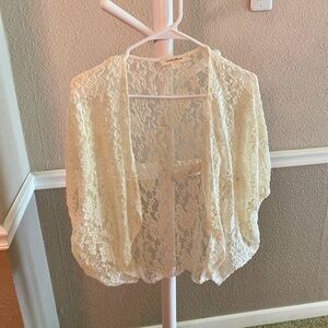 Painted Threads Beige Lace Cardigan